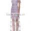 Summer Fashion Purple Short Sleeve Sheer Mesh Embroidered Dress