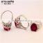 top quality heart shape synthetic ruby sapphire gemstone 925 silver ring for girl