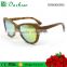 2016 fashion design lady style good quality cat eye wooden sunglasses with yellow revo coating