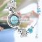 Turquoise Stone Geometric Alloy Bracelet Antiqued Silver Butterfly String & Clasp Bracelet For Women Jewelry 2016 Fashion style