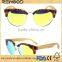 Wholesale semi-rimless revo mirror lens handmade bamboo sunglasses