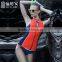 Balneaire Queen Red and Blue Color Sexy Slim Top Fabric Bathing Suits