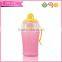 High quality ECO pink handle free plastic baby feeding bottle with cover china whoselase