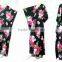 vintage thai retro HIPPIE BOHO HAWAII FLORAL Hibiscus print kimono MAXI DRESS PLUS SIZE kaftan gypsy NW