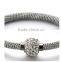 2016 Summer europe stainless steel silver wire bracelet women magnetic crystal bangle jewelry