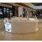 White glossy mall cosmetics kiosk showcase with storage and signage with led inside