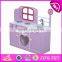 2017 new products purple small wooden toddler play kitchen for sale W10C264