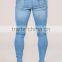 2016 vintage men's straight fit ripped washed selvedge light blue denim jeans