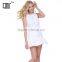 Breathable white skort mesh tennis wear for lady fitted tank top and pleated mini skirt