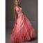 High quality halter light satin and mesh material beaded lady prom dress