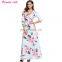 Women Cold Shoulder Floral Print Maxi Dress Fashion Half Sleeve Front Slit Casual Prom Party Club Boho Dresses