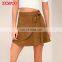 New customized wholesale promotional reversible tan suede magic wrap mini skirt
