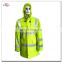 oem custom reflective fluorescent yellow keep warm oxford rain coat