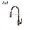 Gold Plated Single Handle Pull Down Kitchen Faucet