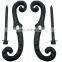 7" Black Cast Aluminum Scroll Shutter Dogs with Lag Bolts