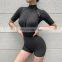 Amazon Best Sellers Women Fashion Fitness Yoga Jumpsuit Ladies  Ribbing Sports Wear Short Jumpsuit