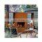 Custom size Corten Steel Outdoor fire pit and fireplace with wood lockers