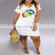 Custom Brand Print Top quality Streetwear V Neck Loose Short Sleeves Plus Size Dresses for Women S-5XL