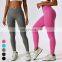Custom Push Up Elastic Leggings Yoga Pants High Waist Scrunch Butt Fitness V Cross Waistband Seamless Yoga Leggings For Woman