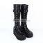 2015 fashion black buckle leather Punk Boots/ lolita shoes