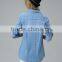 fashion women blouses 2015 front pockets buttoned latest fashion ladies blouse