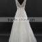 V-neck lace trims fashion style 2015 A-line wedding dress