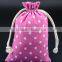 New design hemp dots printing jute promotional drawstring bag china supplier                        
                                                                                Supplier's Choice