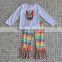 newborn handmade turkey embroidery long sleeve top and pant thanksgiving outfits