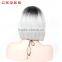 Black/Grey Two Tone Ombre Japanese Fiber Wig Heat Resistant Machine Made/lace Front Wig With Gradual Color at Factory Price