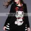 2016 Spring New Latest Fashion Design Plus Size Loose Style Long Sleeve Black Women Long Tops