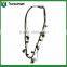 Black metal multi-layer chain necklace with rhinestone pendant and colorful beads