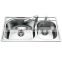 Double bowl of stainless steel kitchen sink