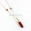 New Fashion Wholesale Delicate Natural Stone Pendant powder crystal necklace Crystal Gold Metal Necklace