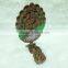 Red bronze cosmetic pocket mirror with rhinestone