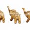 Large Vintage Brass Set of 3 Elephant Figurine Ornate Engraving Lucky Symbol W Trunk UP