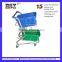 Foldable spray tennis / supermarket metal 2 baskets shopping trolley