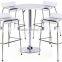 Pub Set with 1 Round Cocktail Table, 4 Acrylic Stools - White(B-0291)