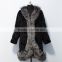 2015 new arrival knitted mink fur jacket with silver fox fur trim for women