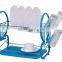 Kawachi Stainless Steel Chrome 2 Tier Dish Drainer Rack Glass Utensil-Blue