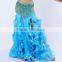 Royal blue belly dance pleated skirt for sale Q5021
