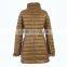 garment/apparel manufacturer frill chin collar ruffle cuff with zipper back down feather new design coat