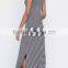 Latest design new model girl sleeveless strip long maxi cotton jersey dress
