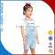 100% Denim Cotton Wholesale Kids Girls Overalls Belt Pants Fashion Clothes For Sale