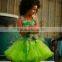 Newest halloween tutu petti skirt costumes green trim ruffle nylon chiffon dress for baby party dance dress