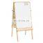 double side magnetic wooden frame white and black drawing dart chalk board easel stand with storages