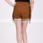 Wholesale Price Fashion Side Tassels Design Deep Coffee Matte Velvet Short Pants