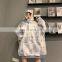 Custom logo oversized student Lover Couple long sleeve drop shoulder tie dye unisex pullover hoodies