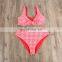 Women's Bikinis with Breast Pads Gathered Checked Printed Swimsuits