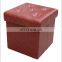 Customized Luxury waterproof Brown PU leather foldable Storage Ottoman bench set series for living room