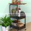 New design Bedroom 3-Tier Rolling Cart with Tabletop Metal Ultility Cart